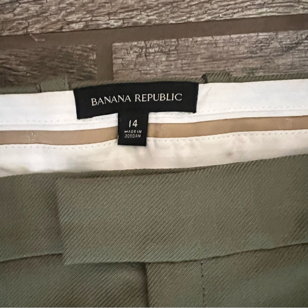 Banana Republic Wool Pants Green Wide Leg Trousers Women’s Size 14 - Picture 2 of 6